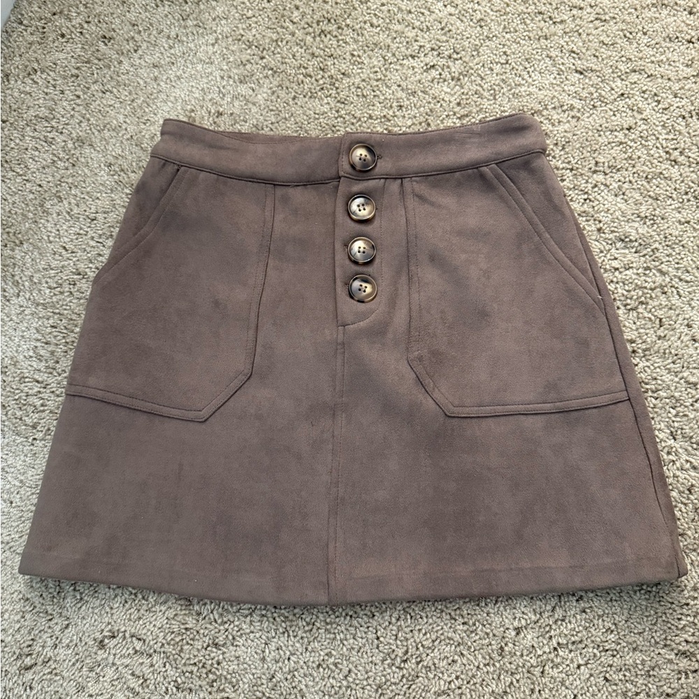 HYFVE Taupe Button-Up Mini Skirt